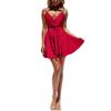 CASURESS Women Dress Summer V Neck Mini Floral Print Swing Dress Sleeveless Spaghetti Strap Skater Dresses with Belt (Small, Red, s) view 3