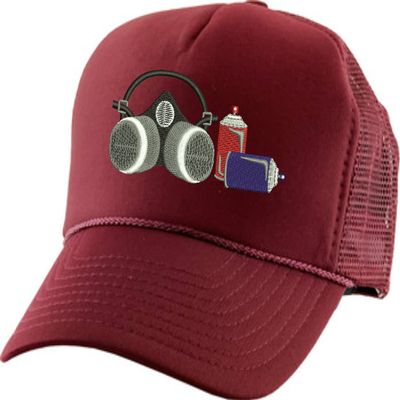 ALLNTRENDS Adult Trucker Hat Spray Paint Embroidered Baseball Cap Adjustable Snapback Cool Graphic Hats (Maroon)