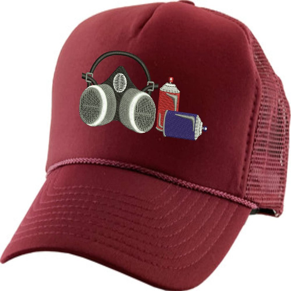 ALLNTRENDS Adult Trucker Hat Spray Paint Embroidered Baseball Cap Adjustable Snapback Cool Graphic Hats (Maroon)