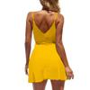 CASURESS Women Dress Summer V Neck Mini Floral Print Swing Dress Sleeveless Spaghetti Strap Skater Dresses with Belt (X-Large, Yellow, x_l) view 2
