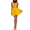 CASURESS Women Dress Summer V Neck Mini Floral Print Swing Dress Sleeveless Spaghetti Strap Skater Dresses with Belt (X-Large, Yellow, x_l) view 3