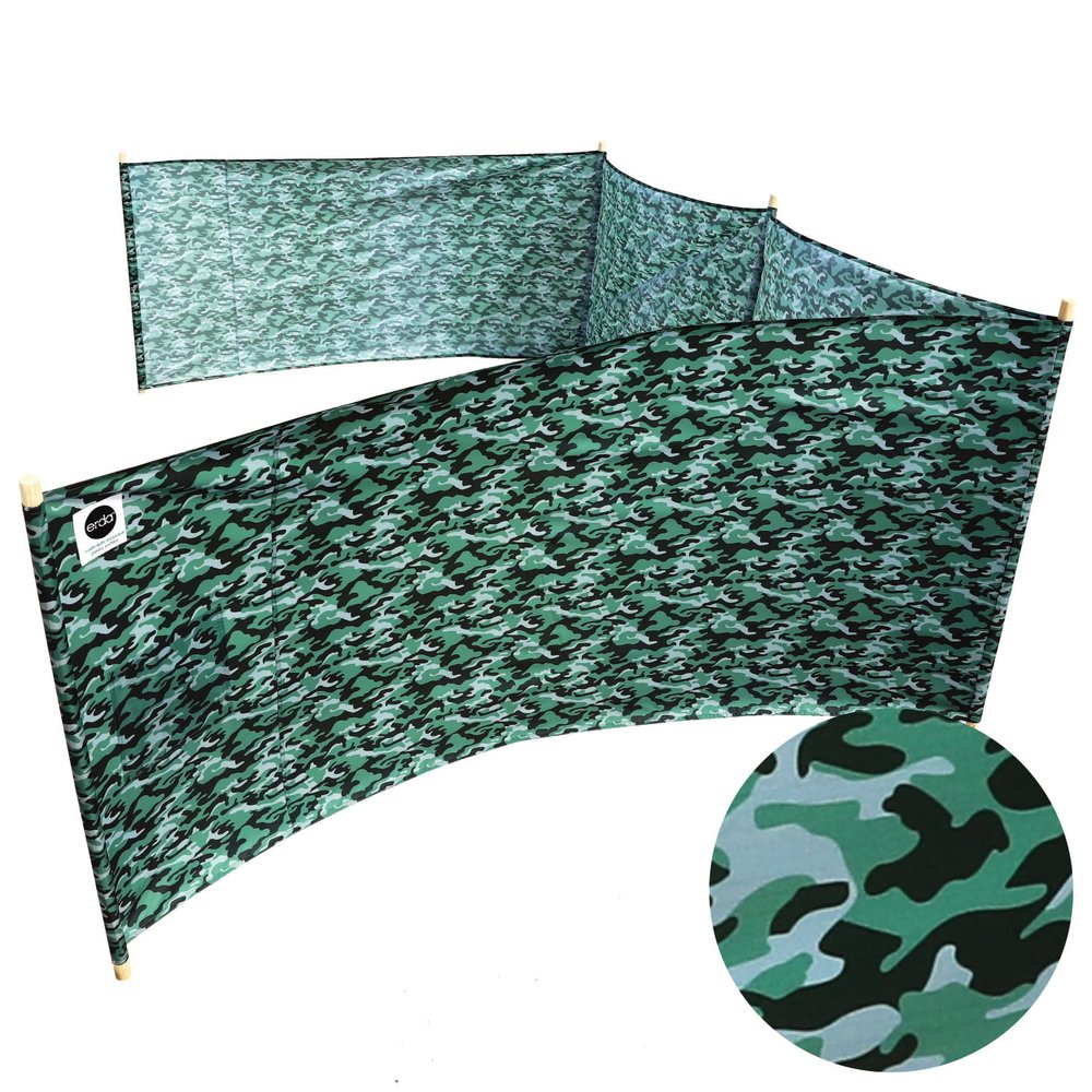 Forest Camo Pro Beach Recycled Polyester Rip-Stop 20 ft Lightweight Windscreen, Privacy Screen, Wind Blocker, Free Matching Shoulder Bag