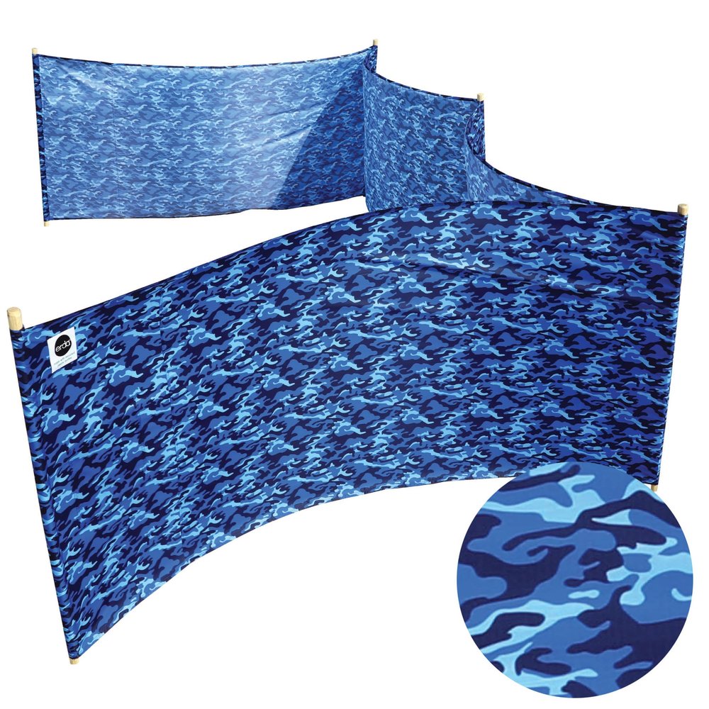 Ocean Camo Pro Beach Recycled Polyester Rip-Stop 20 ft Lightweight Windscreen, Privacy Screen, Wind Blocker, Free Matching Shoulder Bag (New Mahogany Wood Poles)