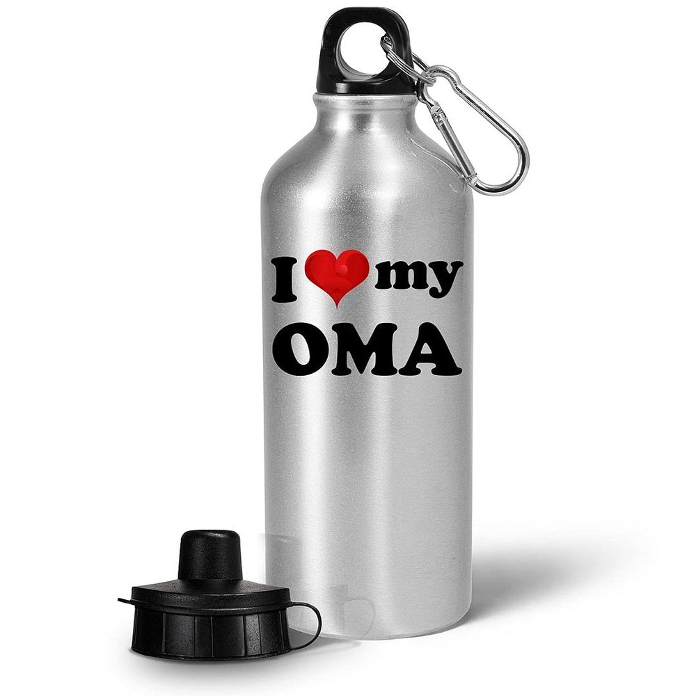 Art by Chelsydale Gifts for Oma Water Bottle Tumbler - 20oz Reusable Drinkware - I Love My Oh-ma Funny Cute Gag Idea To My Grandparents Day Appreciation Family Reunion Birthday