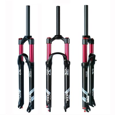 Jejy Travel 140mm MTB Front Forks 26/27.5/29 Inch, QR 9mm Straight/Tapered Tube 1 1/8" Mountain Bicycle Shock Absorber Suspension Fork (Color : Straight, Size : 29)