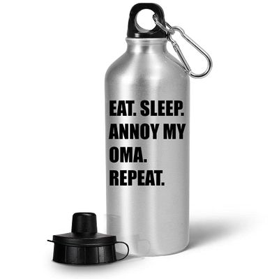 Art by Chelsydale Gifts for Oma Water Bottle Tumbler - 20oz Reusable Drinkware - Eat Sleep Annoy My Oma Repeat - Oh-ma Funny Cute Gag Idea To My Grandparents Day Appreciation Family Reunion Birthday