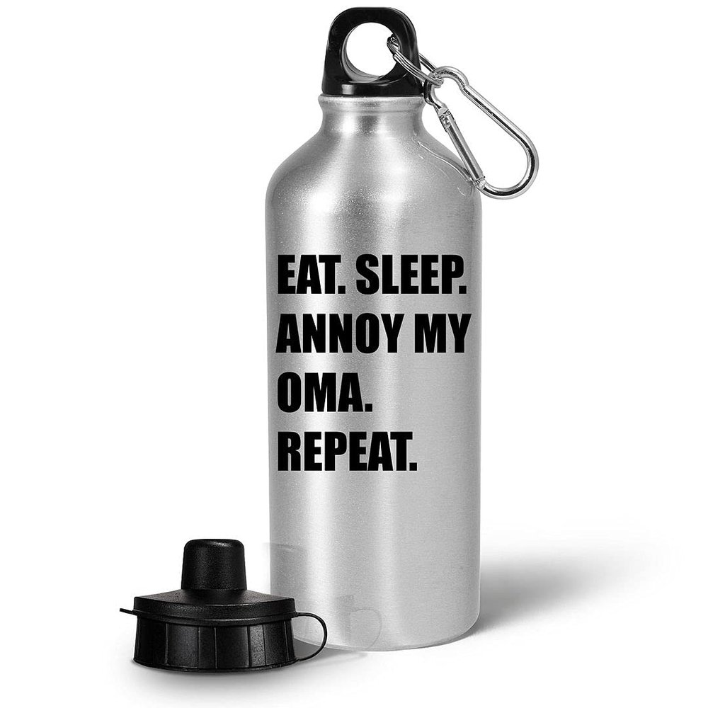 Art by Chelsydale Gifts for Oma Water Bottle Tumbler - 20oz Reusable Drinkware - Eat Sleep Annoy My Oma Repeat - Oh-ma Funny Cute Gag Idea To My Grandparents Day Appreciation Family Reunion Birthday