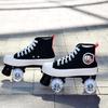 Canvas Roller Skates, 4 Wheels Shiny Skating Shoes for Girls, Boys,Adults,Kids and Beginners Birthday Gift,7/41 Black view 2