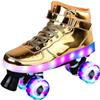 Roller Skates, 4 Wheels PU Upper Shiny Skating Shoes for Girls, Boys,Adults,Kids and Beginners Birthday Gift,5/37 Gold view 1