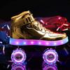 Roller Skates, 4 Wheels PU Upper Shiny Skating Shoes for Girls, Boys,Adults,Kids and Beginners Birthday Gift,5/37 Gold view 3