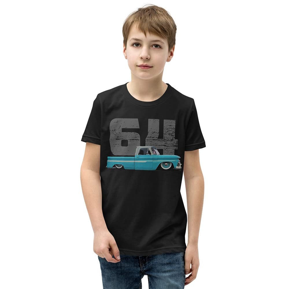 1964 Chevy C10 Vintage Pickup Truck Club Show Youth Short Sleeve T-Shirt Black