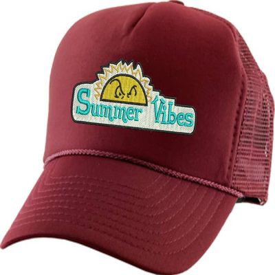 ALLNTRENDS Adult Trucker Hat Summer Vibes Embroidered Baseball Cap Cool Vacation Beach Hats Adjustable (Maroon)