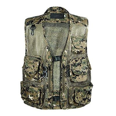XINDSJDS Men Camouflage Hunting Vest Sleeveless Military Jacket Cargo Outdoor Outwear Waistcoat Multi-Pocket Vest K2 3XL (85kg-95kg)
