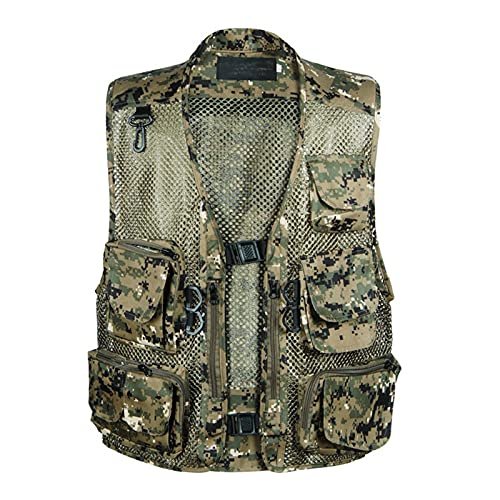 XINDSJDS Men Camouflage Hunting Vest Sleeveless Military Jacket Cargo Outdoor Outwear Waistcoat Multi-Pocket Vest K2 3XL (85kg-95kg)