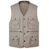 XINDSJDS Classic Summer Men Vest Cotton Button Multi Pocket 3 Colors Sleeveless Jacket with Many Pockets Khaki Vest XXL view 1