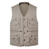 XINDSJDS Classic Summer Men Vest Cotton Button Multi Pocket 3 Colors Sleeveless Jacket with Many Pockets Light Army Green VES XXL view 2