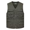 XINDSJDS Mens Cotton Multi Pocket Fishing Vest Outdoor Casual Sleeveless Jacket Big Size 4XL Army Green Vest 3XL view 1