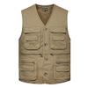 XINDSJDS Mens Cotton Multi Pocket Fishing Vest Outdoor Casual Sleeveless Jacket Big Size 4XL Khaki Vest L view 1