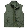 XINDSJDS Summer Mesh Vest Men Thin Breathable Multi Pocket Classic Sleeveless Climbing Hiking Fishing Jackets Military 3XL view 1