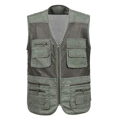 XINDSJDS Mesh Quick-Drying Vests Male with Many Pockets Mens Breathable Multi-Pocket Fishing Army Green Vest 4XL
