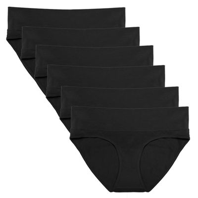 Intimate Portal Maternity Underwear Cotton Pregnancy Postpartum Panties Foldable Under the Bump Briefs 6 Pack Black L