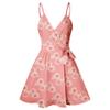 CASURESS Women Dress Summer V Neck Mini Floral Print Swing Dress Sleeveless Spaghetti Strap Skater Dresses with Belt (Small, Type 15, s) view 4