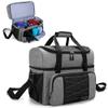 DSLEAF Bowling Bag for 2 Balls, Bowling Tote with Wooden Bowling Cups and Padded Divider for Double Ball and A Pair of Bowling Shoes Up to Mens 16 and Extra Essentials (Patent Design), Bag Only view 1