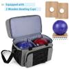 DSLEAF Bowling Bag for 2 Balls, Bowling Tote with Wooden Bowling Cups and Padded Divider for Double Ball and A Pair of Bowling Shoes Up to Mens 16 and Extra Essentials (Patent Design), Bag Only view 3