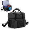 DSLEAF Bowling Bag for 2 Balls, Bowling Tote with Wooden Bowling Cups and Padded Divider for Double Ball and A Pair of Bowling Shoes Up to Mens 16 and Extra Essentials (Patent Design), Bag Only view 1