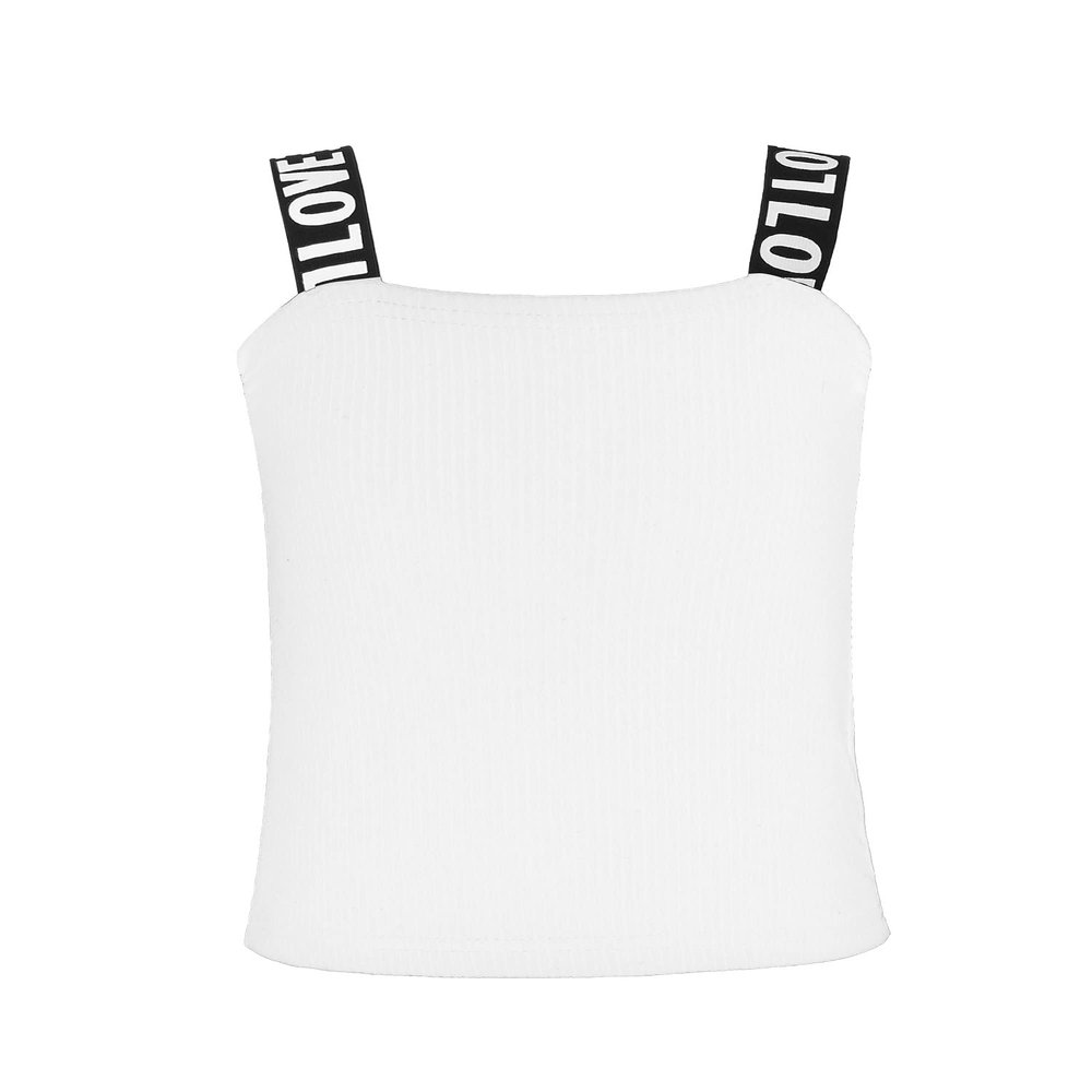 Hansber Kids Girls Summer Crop Top Ribbed Sleeveless Tees Shirts Ballet Yoga Sport Bras Tops Undershirts Activewear White 2-3 Years
