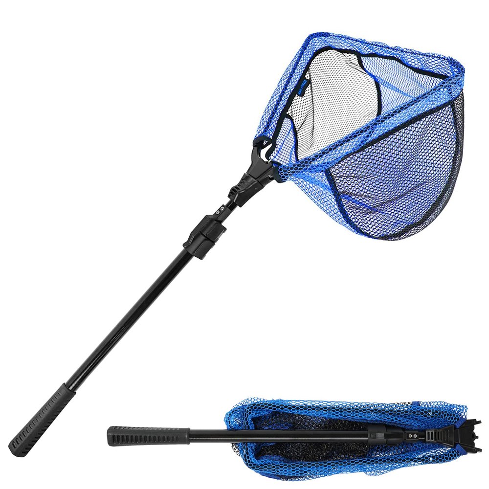 SANLIKE Fishing Landing Net Blue Extend to 33-98.4 inch with Long Telescoping Pole Handle, Landing Net for Easy Catch Release,Fishing net Freshwater for Kids Men Women