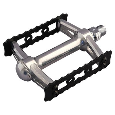 MKS Sylvan Gordito Platform Pedals 9/16" Grippy Cage Grip Alloy Body Silver/Blk