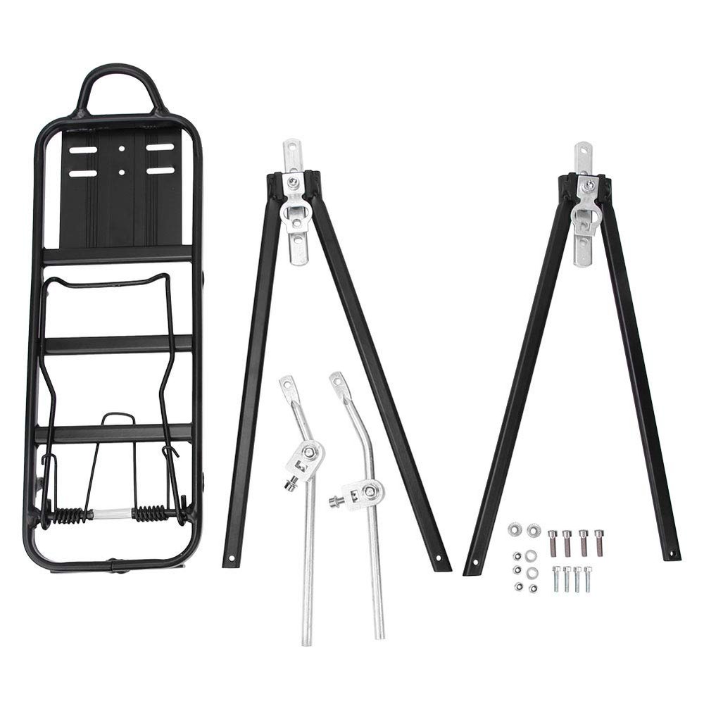 01 Rear Bike Rack Bicycle Cargo Rack Carrier,Adjustable Universal Accessory Set for 24, 26, 28In Wheel Sizes 35Kg Capacity