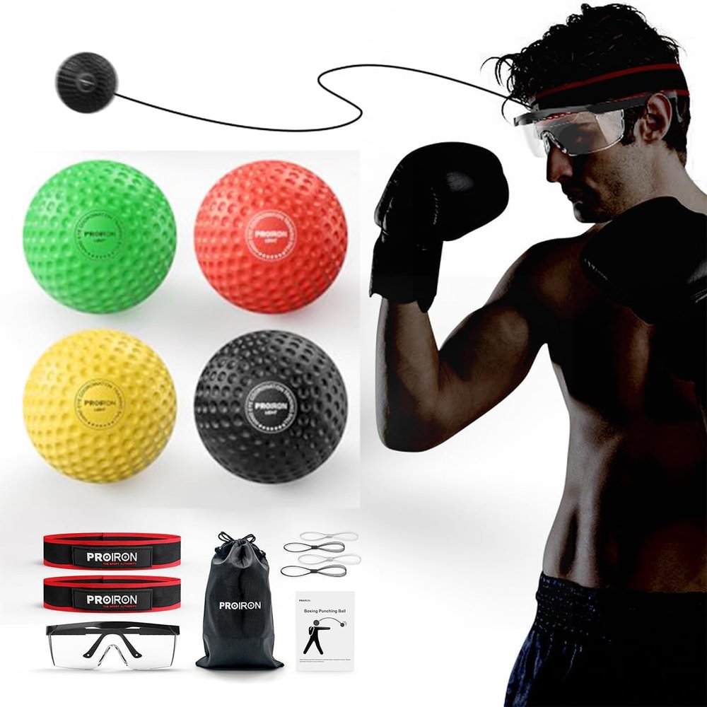 PROIRON Boxing Reflex Ball - Improve Reaction Speed and Hand Eye Coordination, Reflex Boxing Ball Headband with Safety Glasses for Children and Beginners Home Boxing Sports