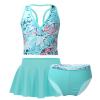 Yartina Kids Girls Swimsuit 3Pcs Outfit Digital Printed Tanks Vest Top with Bottoms Swimdress Swimwear Tankini Mint Green 5-6 view 2