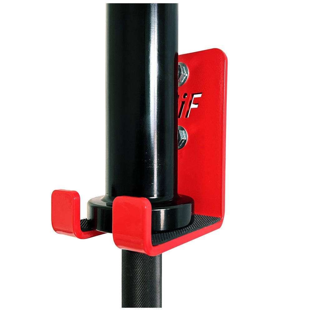 HIFLAME Single Olympic Barbell Hanger,Garage Gym Bar Wall Rack,Vertical Barbell Mount Rack,Space Saving Commercial or Home Gym Accessory,Holds Under 33mm Bar Size.(red)