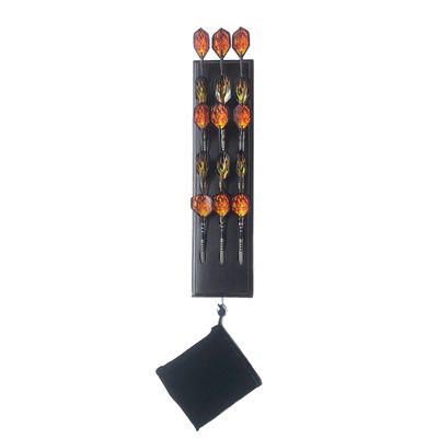 LANTE LIFE Solid Wood Wall Mounted Dart Holder/Stand/Caddy Display, Holds 15 Steel/Soft Tip Dart, Solid Wooden Rack with Accessory Storage Bag, Game Room, Man Cave, Home Bar Decor (Black)