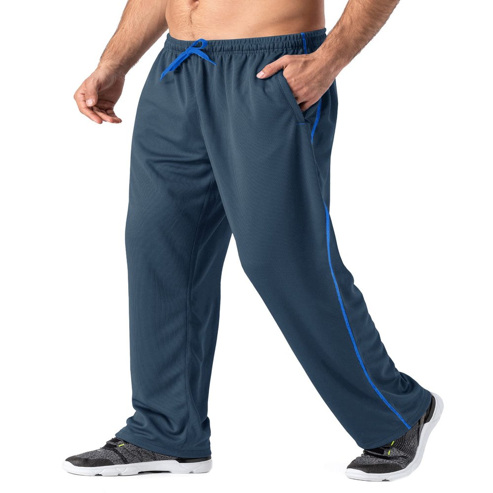 MAGNIVIT Men's Windbreaker Pants Lightweight Comfy Mesh Sweatpants with Pockets Blue Grey