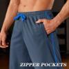 MAGNIVIT Men's Windbreaker Pants Lightweight Comfy Mesh Sweatpants with Pockets Blue Grey view 3