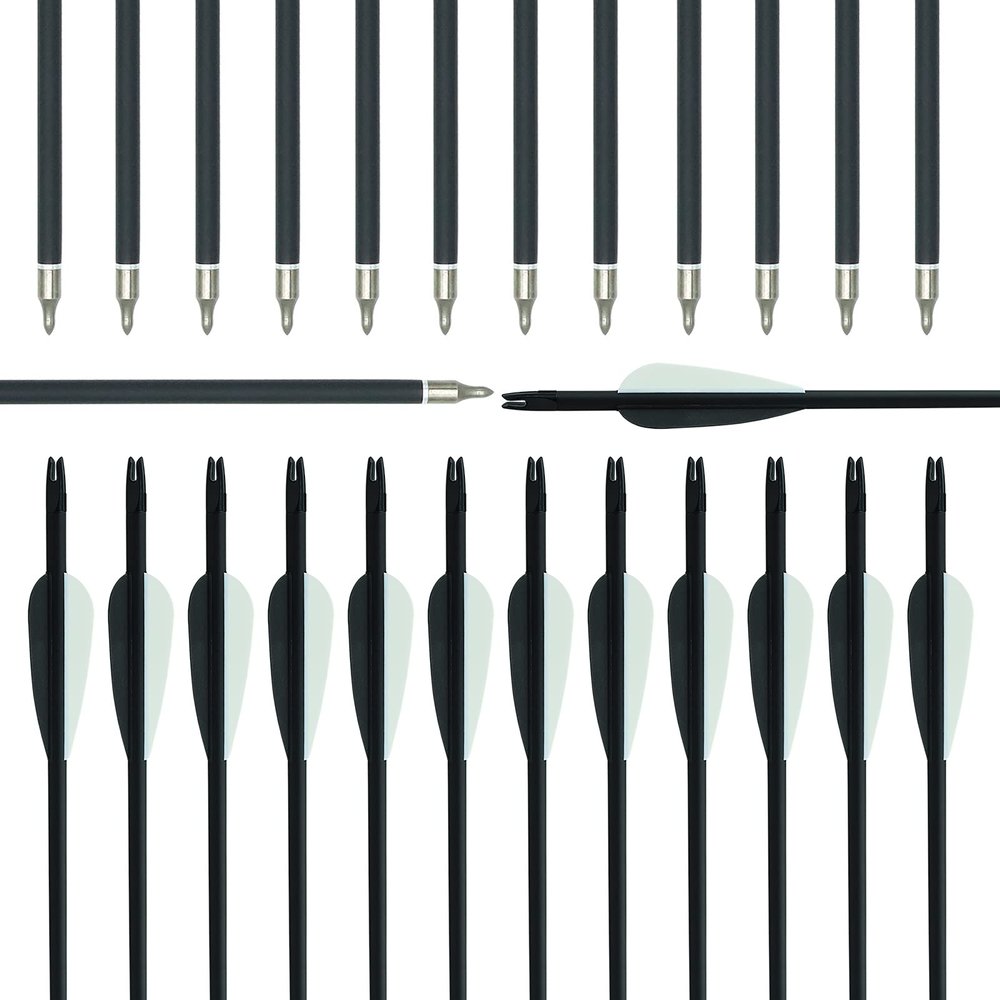 RUOERSI 32" Archery Carbon Arrows 550 Spine Hunting Arrows with Vanes Replaceable Tips Targeting Practice Arrows for Compound Bow Recurve Bow Long Bow (40 Pack)