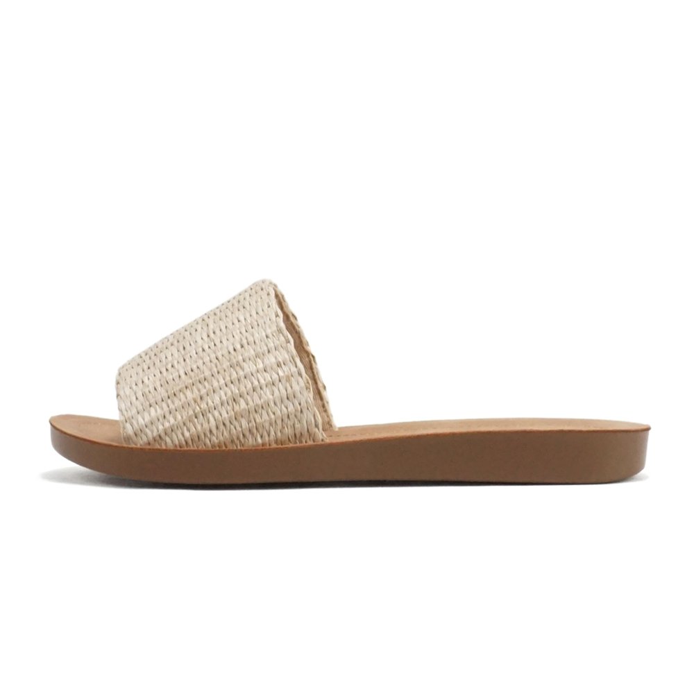 Soda Shoes Efron-S Women Flip Flops Basic Plain Slippers Slip On Sandals Slides Casual Peep Toe Beach (Raffia Nude, us_footwear_size_system, adult, women, numeric, medium, 7.5)