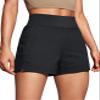 CRZ YOGA Women's Lightweight Mid Rise Hiking Shorts 4'' - Stretch for Athletic Summer Travel Outdoor Golf with Zip Pockets Black Medium view 1