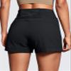 CRZ YOGA Women's Lightweight Mid Rise Hiking Shorts 4'' - Stretch for Athletic Summer Travel Outdoor Golf with Zip Pockets Black Medium view 2