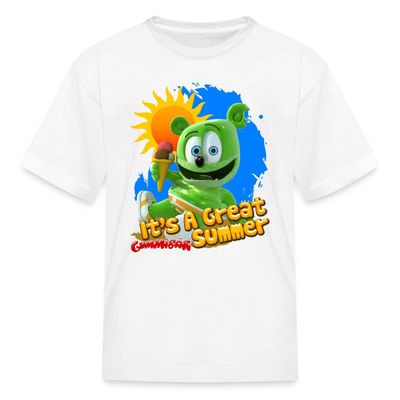 Spreadshirt Gummibr It's A Great Summer Gummy Bear Vacation Kid's T-Shirt, S, White