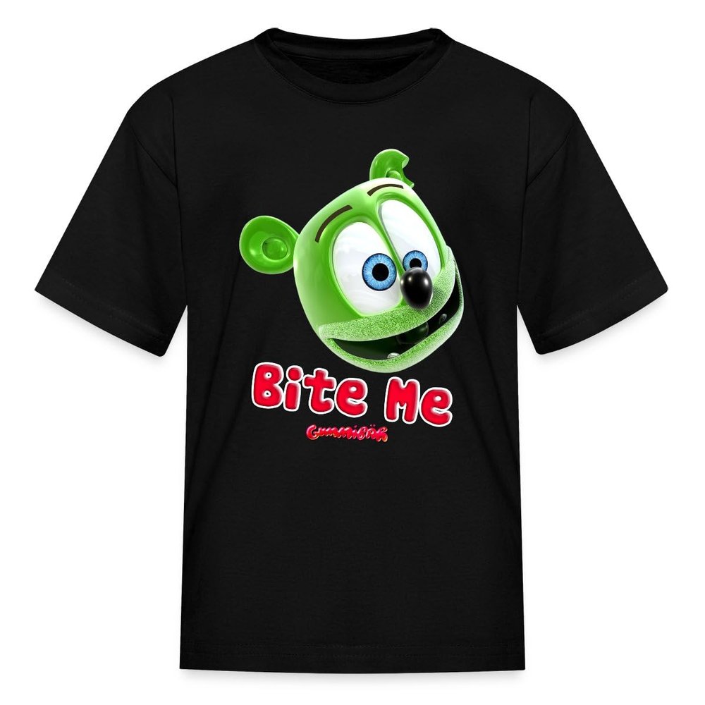 Spreadshirt Gummibr Bite Me Gummy Bear Song Merch Kid's T-Shirt, L, Black