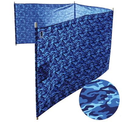 Ocean Camo Elite Beach Recycled Polyester Rip-Stop Extra Tall 42" Lightweight Windscreen, Privacy Screen, Wind Blocker, Free Matching Shoulder Bag (New Mahogany Wood Poles)