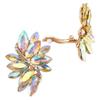 Rosemarie Collections Women's Dazzling Crystal Marquis Leaf Cluster Statement Clip On Earrings, 1.87" (AB Crystal Gold Tone) view 1