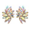 Rosemarie Collections Women's Dazzling Crystal Marquis Leaf Cluster Statement Clip On Earrings, 1.87" (AB Crystal Gold Tone) view 2