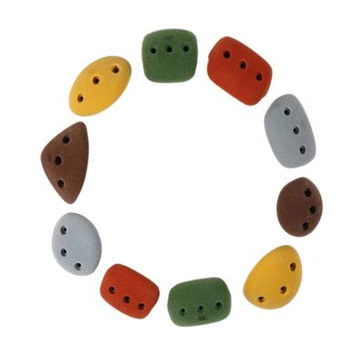 Atomik Rock Climbing Holds Set of 10 Medium Screw-On Basic Jugs in Assorted Earth Tones