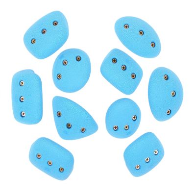 Atomik Rock Climbing Holds Set of 10 Medium Screw-On Basic Jugs in Blue